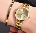 2pcs Women'S Fashion Watch And Shiny LOVE Bracelet Set, Stainless Steel Strap, Zinc Alloy Case
